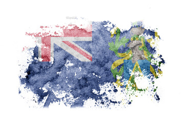 British, Britain, Pitcairn Islands flag background painted on white paper with watercolor.