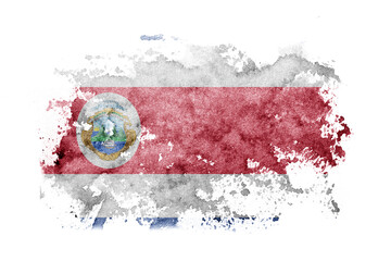 Costa Rica, coat flag background painted on white paper with watercolor.