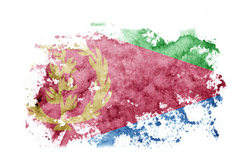 Eritrea, Eritrean flag background painted on white paper with watercolor.