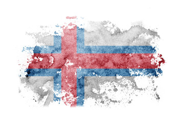 Faroe Islands, Faroese flag background painted on white paper with watercolor.