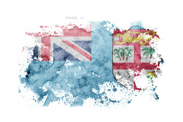 Fiji, Fijian flag background painted on white paper with watercolor.