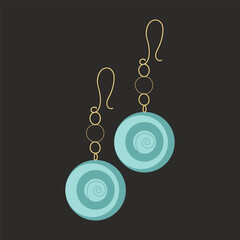 Gold earrings with green stones on black