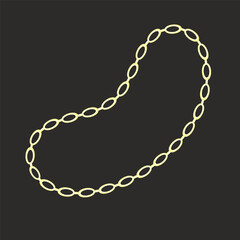 Gold chain around neck on black background