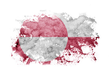 Greenland, Denmark, Danish flag background painted on white paper with watercolor.