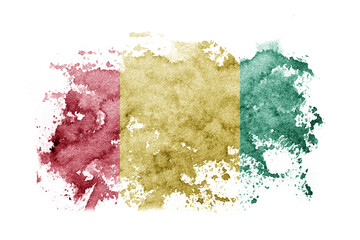 Guinea flag background painted on white paper with watercolor.
