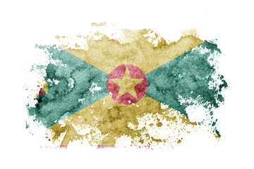 Grenada flag background painted on white paper with watercolor.
