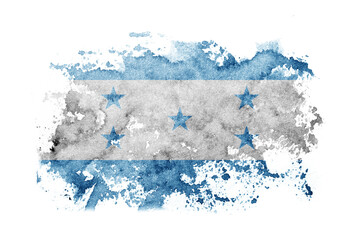 Honduras, Honduran flag background painted on white paper with watercolor.