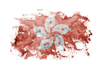 Hong Kong, China, Chinese flag background painted on white paper with watercolor.