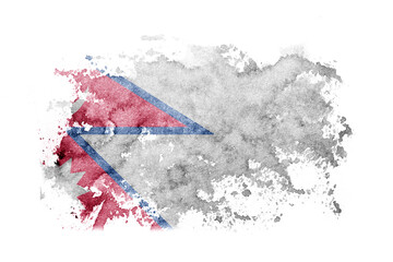 Nepal, Nepali, Nepalese flag background painted on white paper with watercolor.