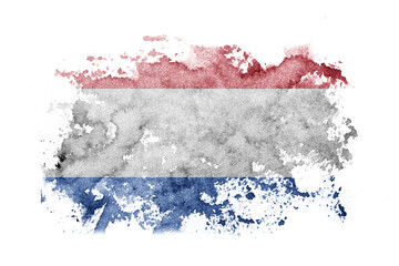 Netherlands, Dutch, Holland flag background painted on white paper with watercolor.