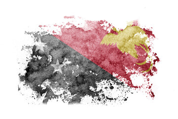 Papua New Guinea flag background painted on white paper with watercolor.
