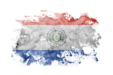 Paraguay, Paraguayan flag background painted on white paper with watercolor.