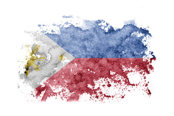 Philipines flag background painted on white paper with watercolor.