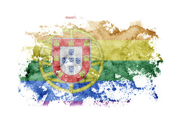 Portugal, Portuguese, gay, pride  flag background painted on white paper with watercolor.