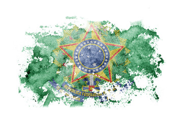 Presidential Standard Brazil flag background painted on white paper with watercolor.