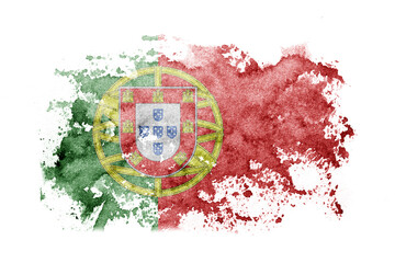 Portugal, Portuguese flag background painted on white paper with watercolor.