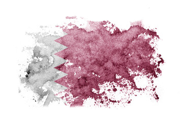 Qatar, Qatari flag background painted on white paper with watercolor.