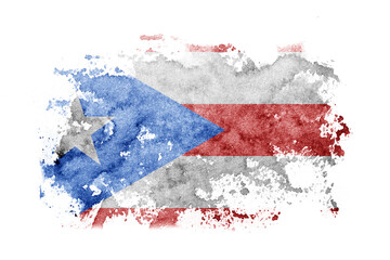 Puerto Rico flag background painted on white paper with watercolor.
