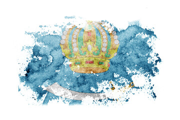 Russia, Astrakhan Oblast flag background painted on white paper with watercolor.