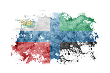 Russia, Belgorod Oblast flag background painted on white paper with watercolor.
