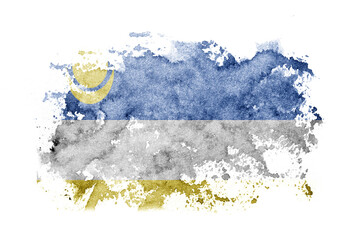 Russia, Buryatia flag background painted on white paper with watercolor.