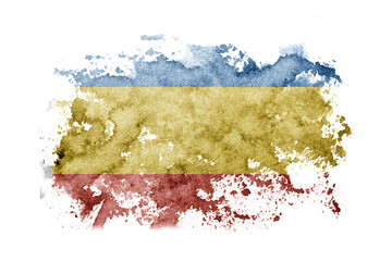 Russia, Russian Rostov Oblast flag background painted on white paper with watercolor.