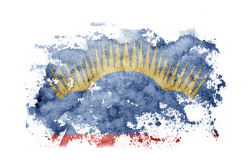 Russia, Russian, Murmansk Oblast flag background painted on white paper with watercolor.