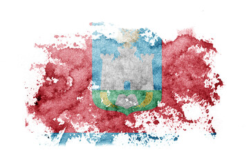 Russia, Russian, Oryol Oblast flag background painted on white paper with watercolor.