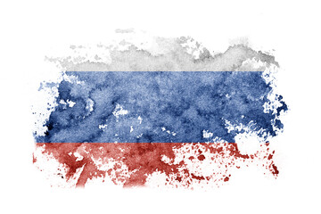 Russia, Russian flag background painted on white paper with watercolor.