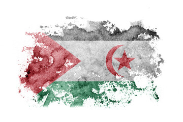 Sahrawi flag background painted on white paper with watercolor.