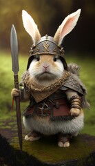 Raiding Valhalla: A Cute, Cool, and Beautiful Viking Animal bunny Warrior's Battle on a Longship with Beautiful Stylish Designer Armor and Norse Mythology (generative AI)