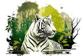 To Save the Tiger, Please. Concept of nature reserve with the preservation of wildlife on World Wildlife Day Tiger in a zoo or a wildlife preserve. Day in the forest in the form of a tiger. Generative