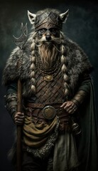 Raiding Valhalla: A Cute, Cool, and Beautiful Viking Animal Wolf Warrior's Battle on a Longship with Beautiful Stylish Designer Armor and Norse Mythology (generative AI)