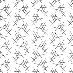 Geometry, lines, black on white, abstraction. Vector seamless pattern. Background illustration, decorative design for fabric or paper. Ornament modern