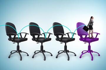Promotion concept with office chairs and businesswoman
