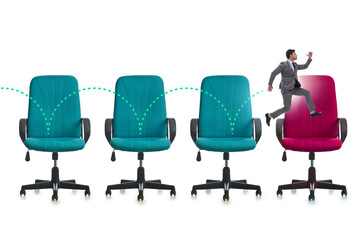 Promotion concept with office chairs and businessman