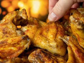 A plate full of tasty oven-fresh chicken wings