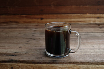 black coffee on a wooden table