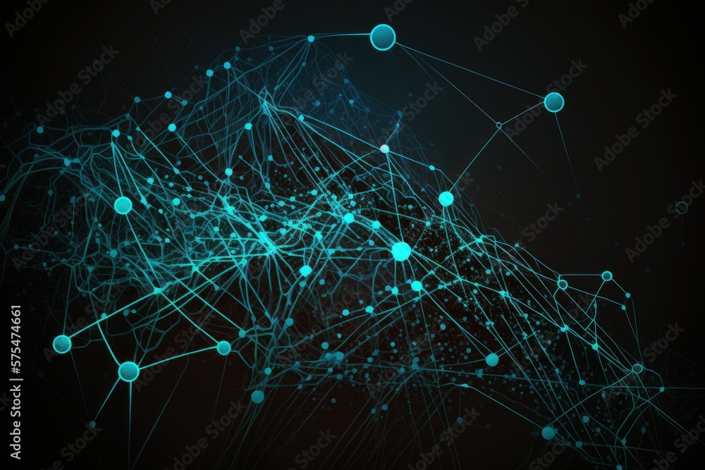 Poster contextual abstract illustration of a technological network. generative ai