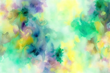 Obraz na płótnie Canvas Blue Green Yellow Watercolor Background, Abstract, Artistic Backdrop, Generative AI