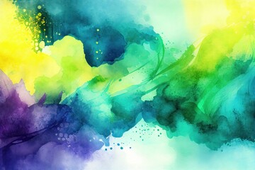 Obraz na płótnie Canvas Blue Green Yellow Watercolor Background, Abstract, Artistic Backdrop, Generative AI
