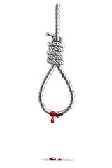 Hangman noose with drops of blood by hand drawn