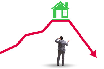 Concept of real estate price bubble bursting