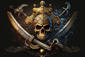 Fototapeta premium the pirate ship's weaponry,. Generative AI