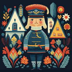 Whimsical Scandinavian Folk Art Characters-Police