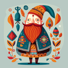 Whimsical Scandinavian Folk Art Characters-wizard
