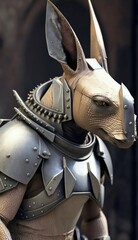 Stylish Futuristic Animal Aardvark Combat Armor: A Cute and Cool Designer Exosuit with Energy Shield and Nanotech Enhancements for High-Tech Battle in Wildlife and Sci-Fi Settings (generative AI)