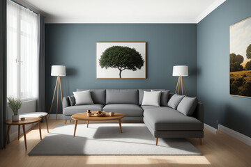 Fototapeta na wymiar Relax and Unwind in This Comfortable Living Room with Modern Furniture