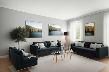 Naklejka na ściany i meble Relax and Unwind in This Comfortable Living Room with Modern Furniture