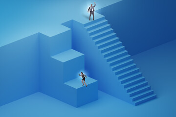 Gender inequality in career ladder concept